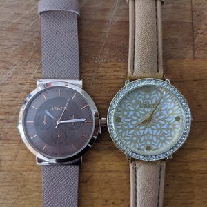 2 Vivani Fashion Rose and Tan Watches